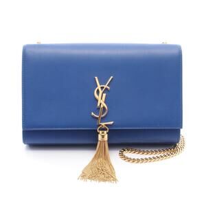 Saint Laurent Kate Tassel Monogram Shoulder Bag Leather Blue
